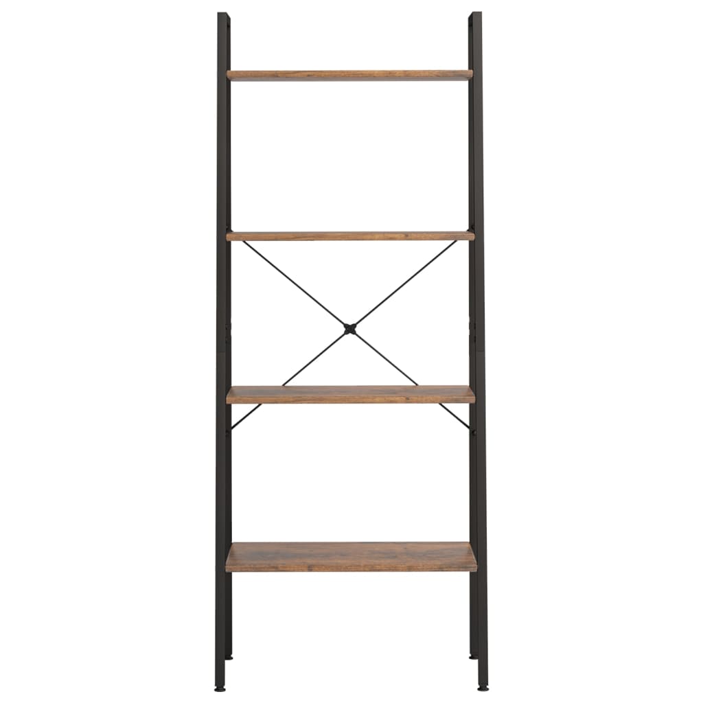Scaffale Autoportante 4 Ripiani Marrone Scuro Nero 56x35x140 cm | homemem39