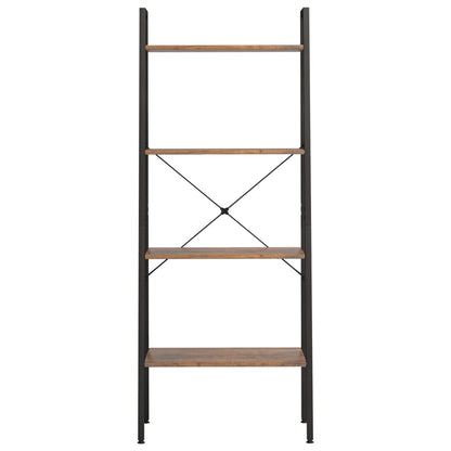 Scaffale Autoportante 4 Ripiani Marrone Scuro Nero 56x35x140 cm | homemem39
