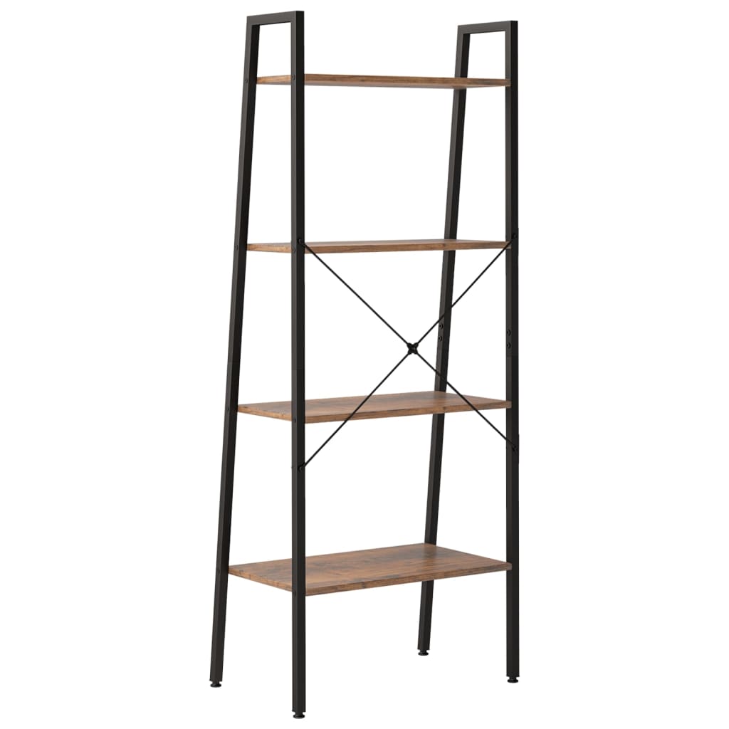 Scaffale Autoportante 4 Ripiani Marrone Scuro Nero 56x35x140 cm | homemem39