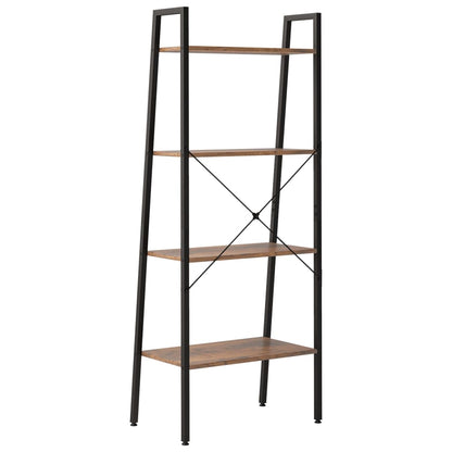 Scaffale Autoportante 4 Ripiani Marrone Scuro Nero 56x35x140 cm | homemem39
