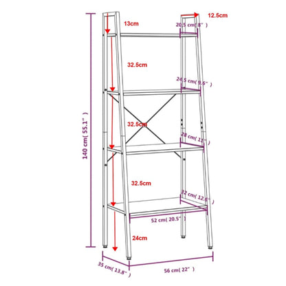 Scaffale Autoportante 4 Ripiani Marrone Scuro Nero 56x35x140 cm | homemem39