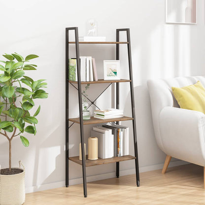 Scaffale Autoportante 4 Ripiani Marrone Scuro Nero 56x35x140 cm | homemem39