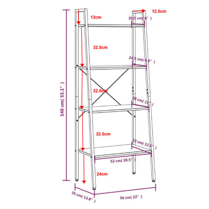 Scaffale Autoportante con 4 Ripiani Nero 56x35x140 cm | homemem39