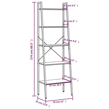 Scaffale Autoportante 5 Ripiani Marrone Chiaro Nero 56x35x174cm | homemem39