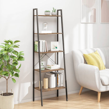 Scaffale Autoportante 5 Ripiani Marrone Scuro Nero 56x35x174 cm | homemem39