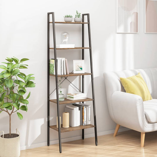 Scaffale Autoportante 5 Ripiani Marrone Scuro Nero 56x35x174 cm | homemem39