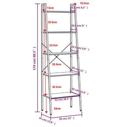 Scaffale Autoportante con 5 Ripiani Nero 56x35x174 cm | homemem39