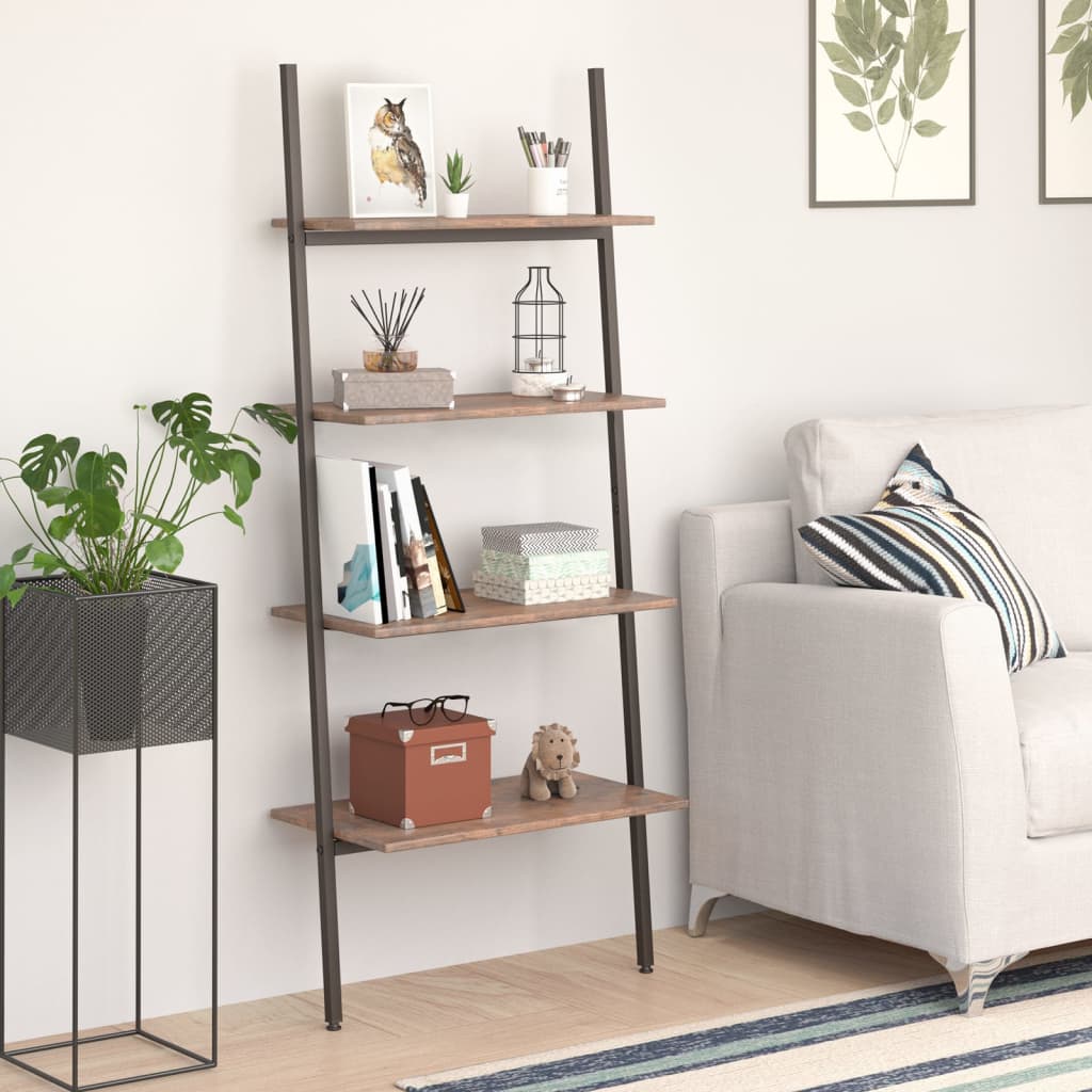 Scaffale Pendente 4 Livelli Marrone Scuro e Nero 64x34x150,5cm | homemem39