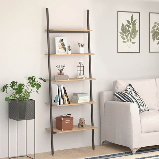 Scaffale Pendente 5 Ripiani Marrone Chiaro e Nero 64x34x185,5cm | homemem39