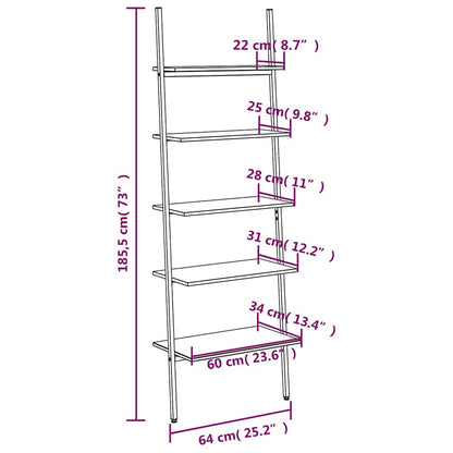 Scaffale Pendente a 5 Livelli Nero 64x34x185,5 cm