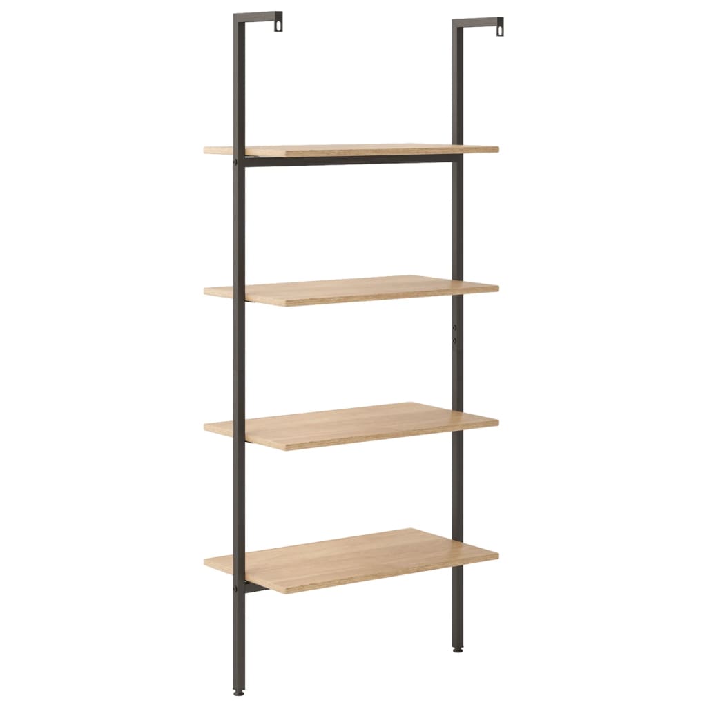 Scaffale Pendente 4 Livelli Marrone Chiaro e Nero 64x35x152,5cm | homemem39