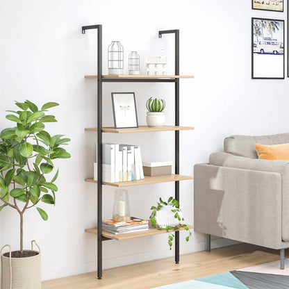 Scaffale Pendente 4 Livelli Marrone Chiaro e Nero 64x35x152,5cm | homemem39