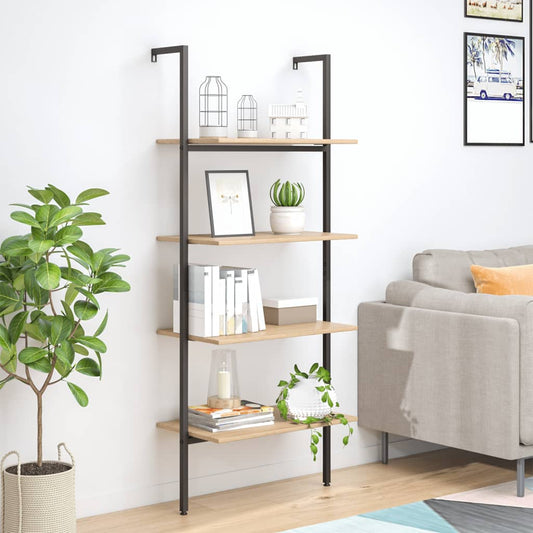 Scaffale Pendente 4 Livelli Marrone Chiaro e Nero 64x35x152,5cm | homemem39