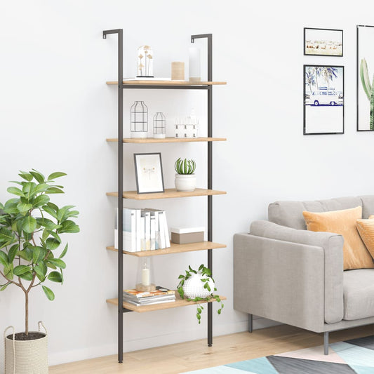 Scaffale Pendente 5 Ripiani Marrone Chiaro e Nero 64x35x185 cm | homemem39