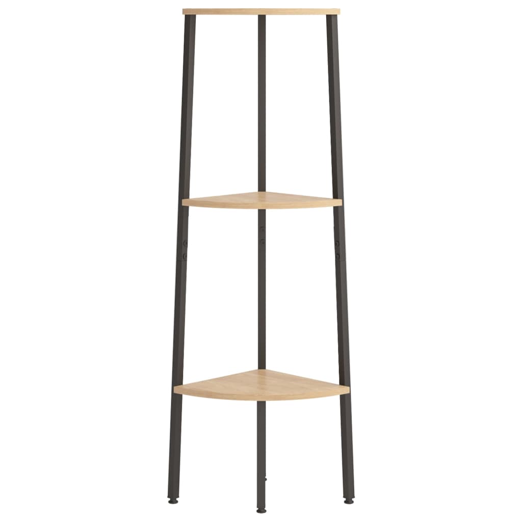 Scaffale Angolare 3 Livelli Marrone Chiaro Nero 45,5x31,5x120cm | homemem39