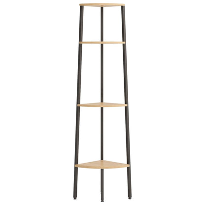 Scaffale angolare a 4 ripiani marrone chiaro e nero 45,5x31,5x150 cm | homemem39