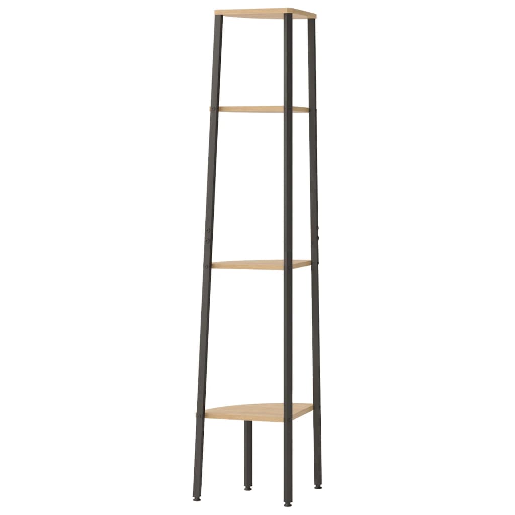 Scaffale angolare a 4 ripiani marrone chiaro e nero 45,5x31,5x150 cm | homemem39