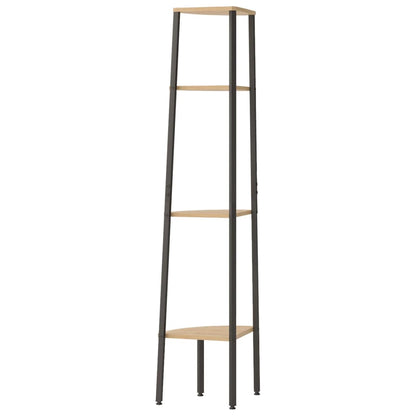 Scaffale angolare a 4 ripiani marrone chiaro e nero 45,5x31,5x150 cm | homemem39