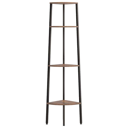 Scaffale angolare a 4 ripiani marrone scuro e nero 45,5x31,5x150 cm | homemem39