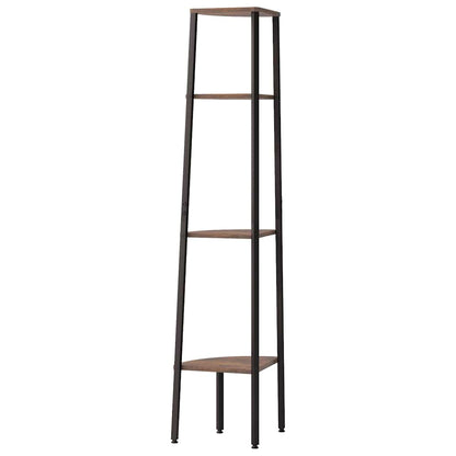 Scaffale angolare a 4 ripiani marrone scuro e nero 45,5x31,5x150 cm | homemem39