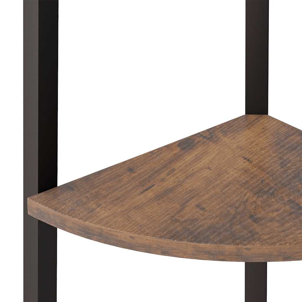 Scaffale angolare a 4 ripiani marrone scuro e nero 45,5x31,5x150 cm | homemem39