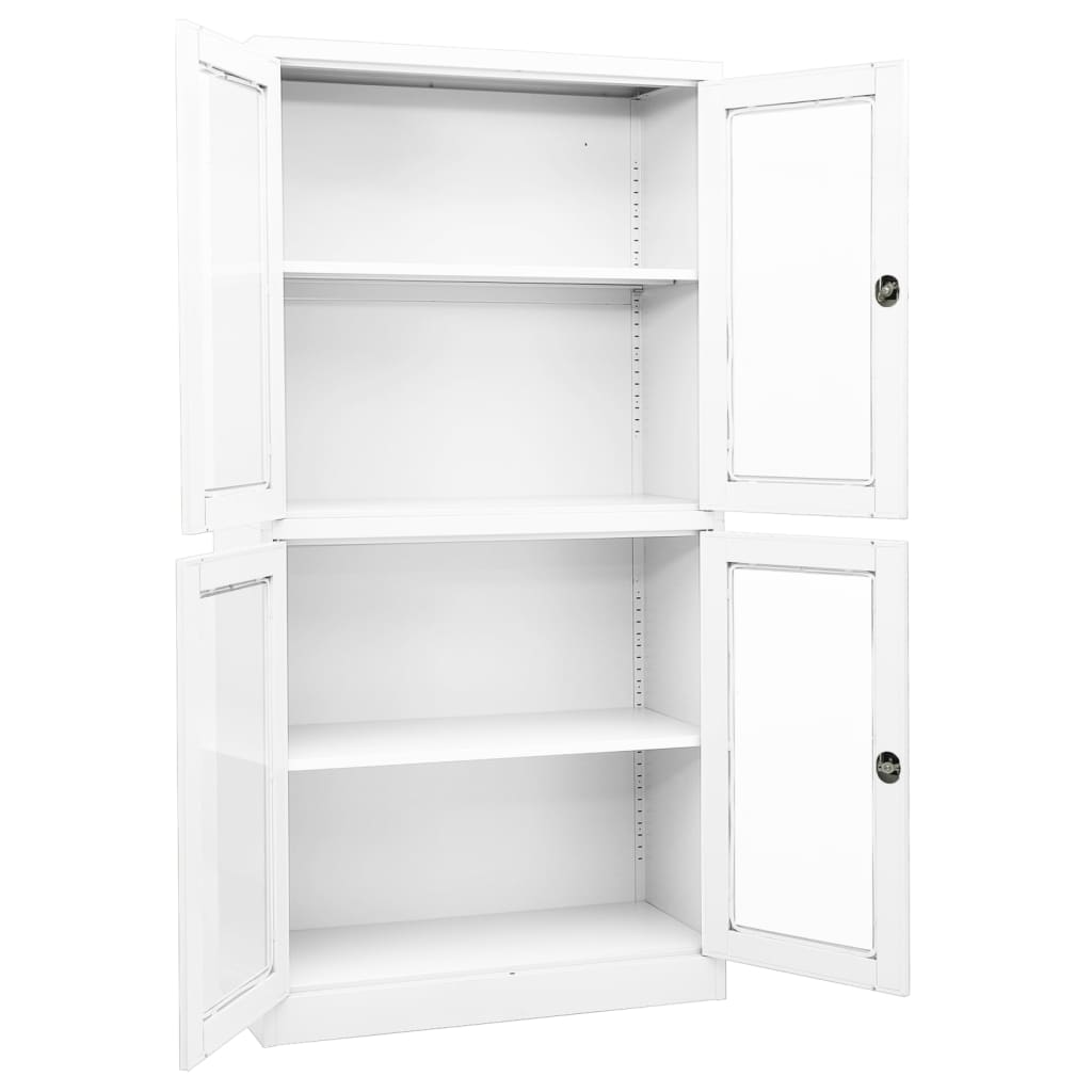 Armadio per Ufficio Bianco 90x40x180 cm in Acciaio e Vetro | homemem39