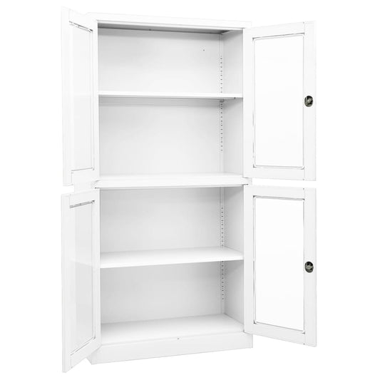 Armadio per Ufficio Bianco 90x40x180 cm in Acciaio e Vetro | homemem39