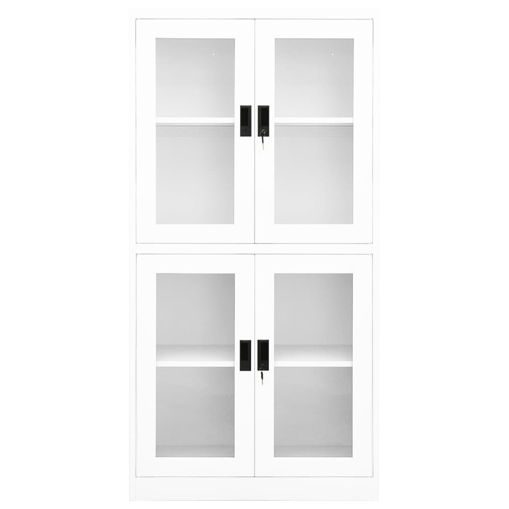 Armadio per Ufficio Bianco 90x40x180 cm in Acciaio e Vetro | homemem39