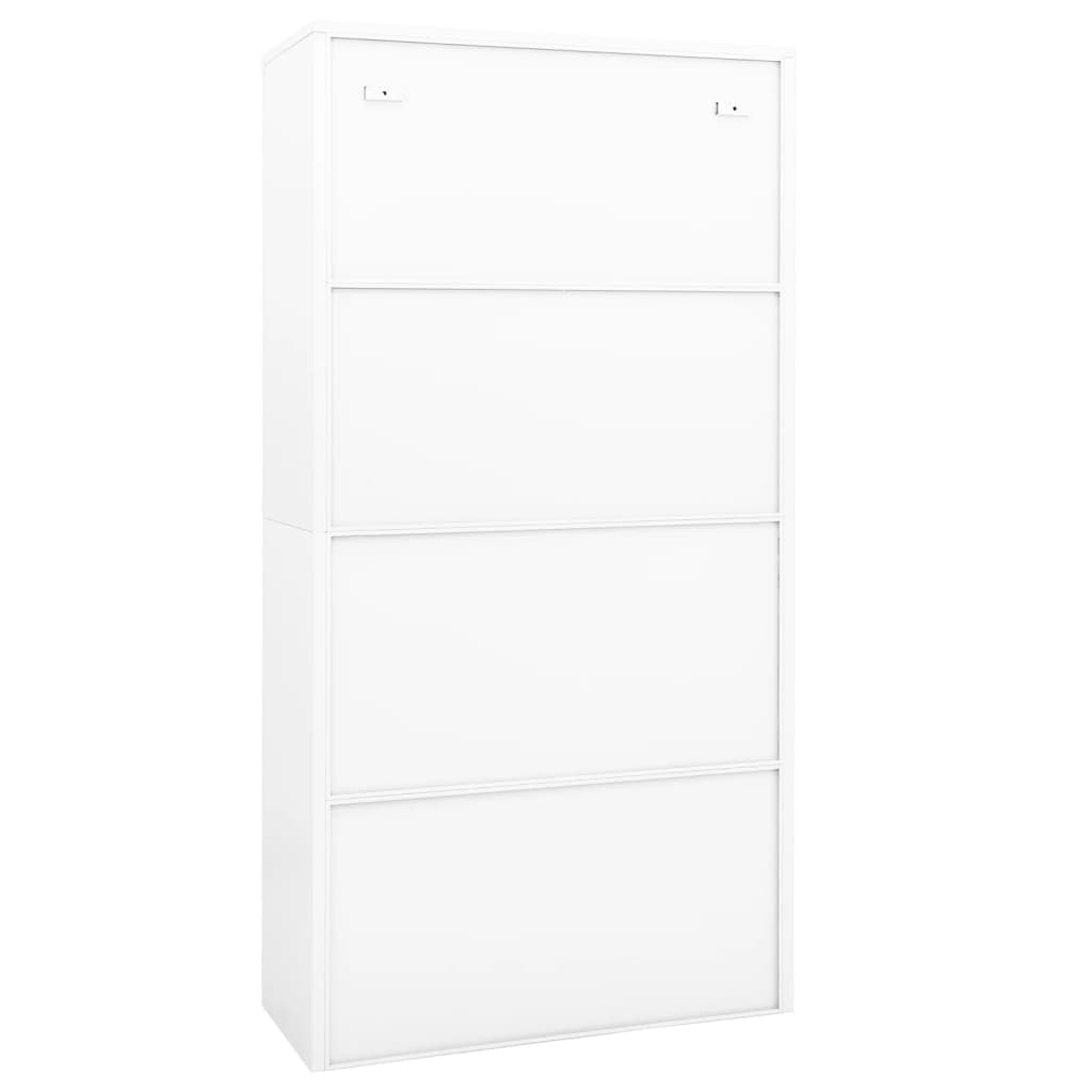 Armadio per Ufficio Bianco 90x40x180 cm in Acciaio e Vetro | homemem39