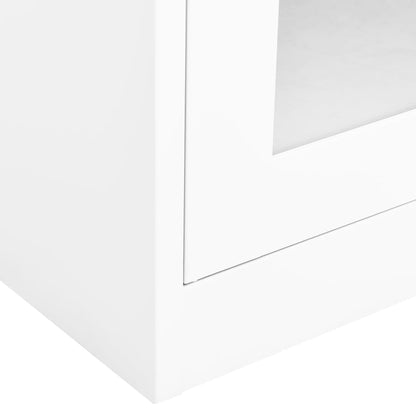 Armadio per Ufficio Bianco 90x40x180 cm in Acciaio e Vetro | homemem39