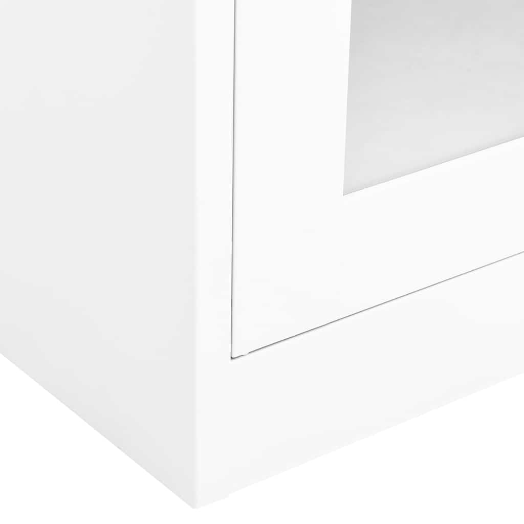 Armadio per Ufficio Bianco 90x40x180 cm in Acciaio e Vetro