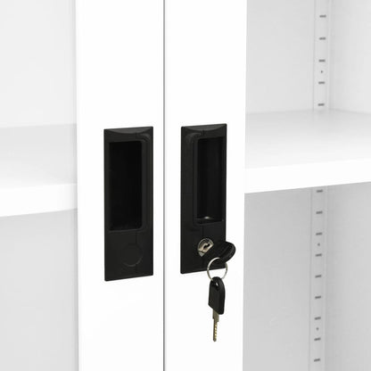 Armadio per Ufficio Bianco 90x40x180 cm in Acciaio e Vetro | homemem39
