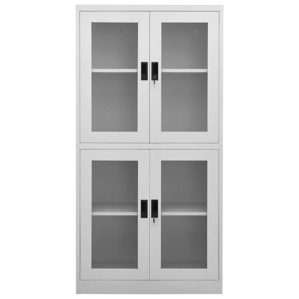 Armadio per Ufficio Grigio Chiaro 90x40x180 cm Acciaio e Vetro | homemem39
