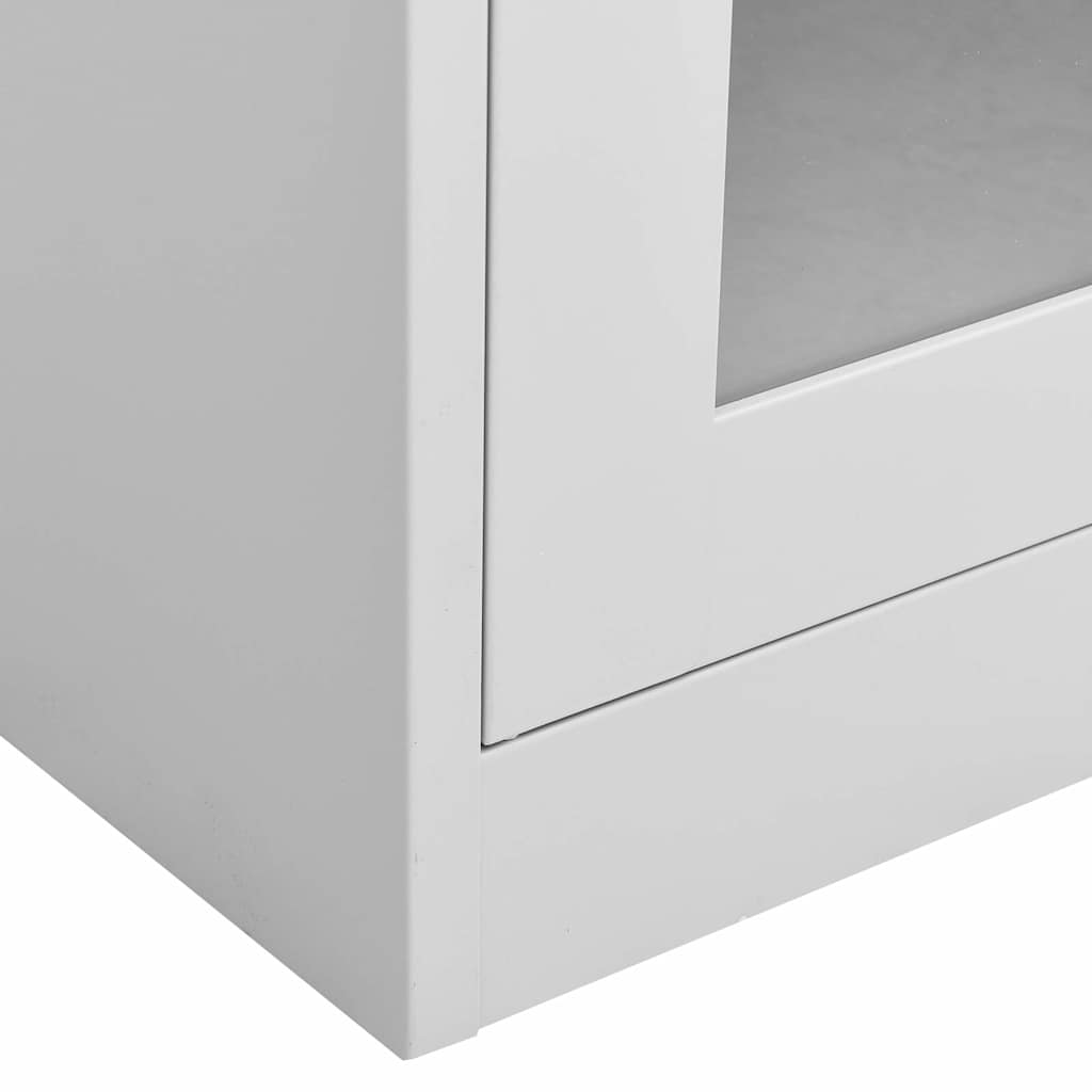 Armadio per Ufficio Grigio Chiaro 90x40x180 cm Acciaio e Vetro