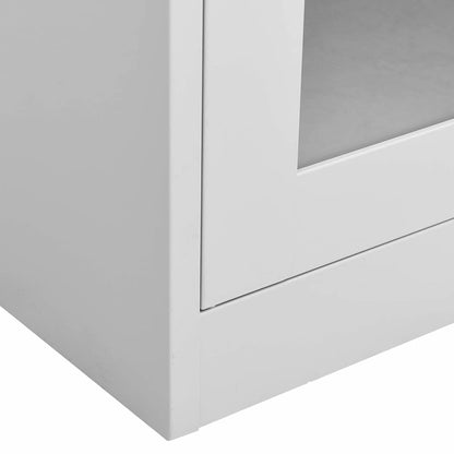 Armadio per Ufficio Grigio Chiaro 90x40x180 cm Acciaio e Vetro