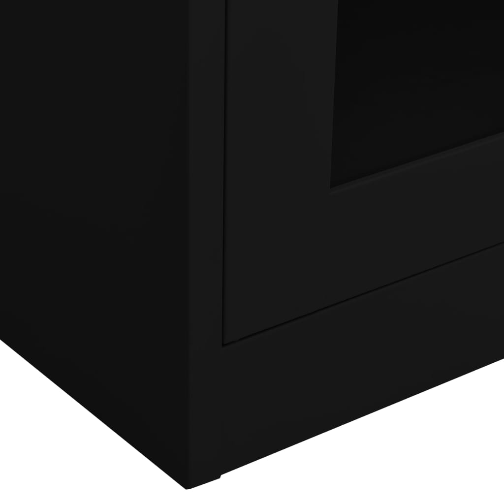 Armadio per Ufficio Nero 90x40x180 cm in Acciaio e Vetro | homemem39