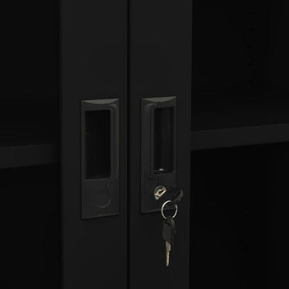 Armadio per Ufficio Nero 90x40x180 cm in Acciaio e Vetro | homemem39