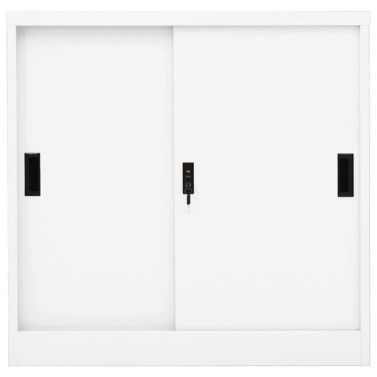 Armadio per Ufficio Anta Scorrevole Bianco 90x40x90cm Acciaio | homemem39