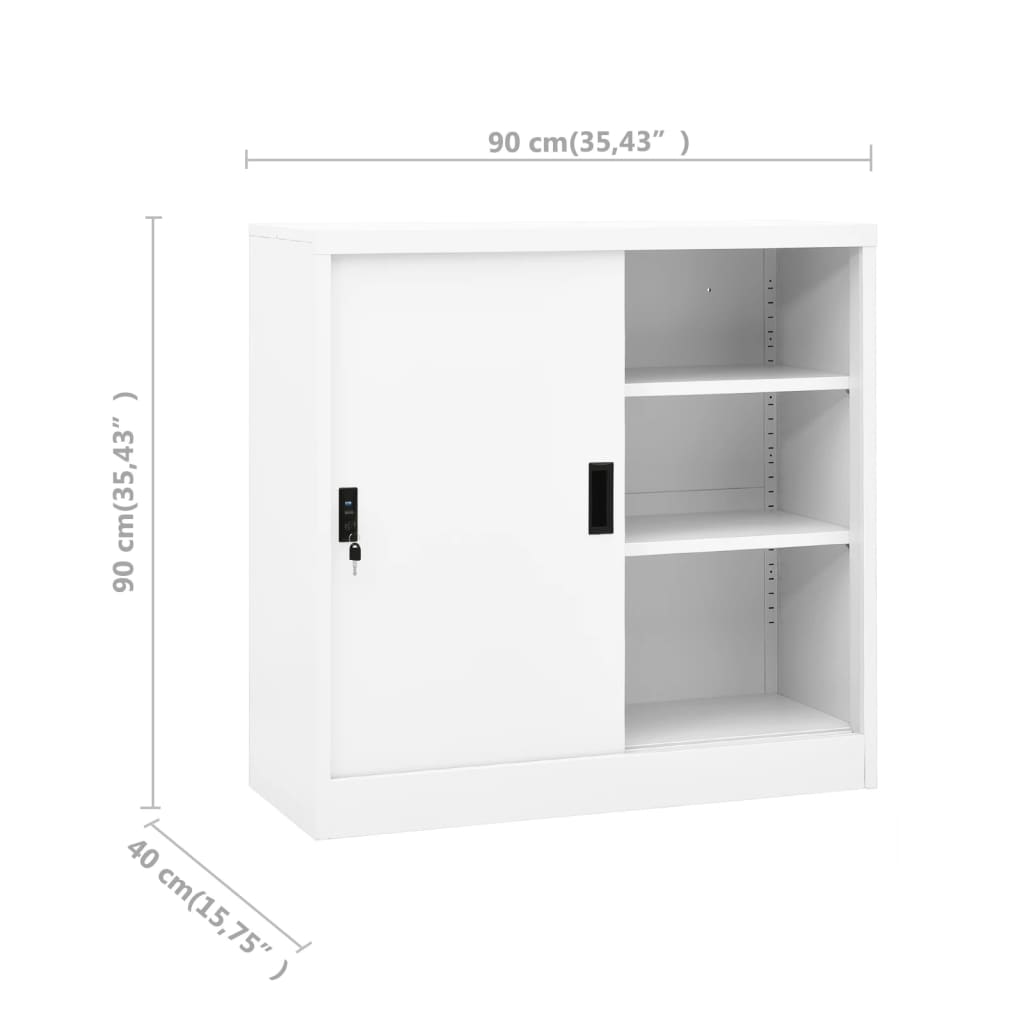 Armadio per Ufficio Anta Scorrevole Bianco 90x40x90cm Acciaio | homemem39