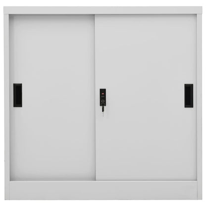 Armadio Ufficio Anta Scorrevole GrigioChiaro 90x40x90cm Acciaio