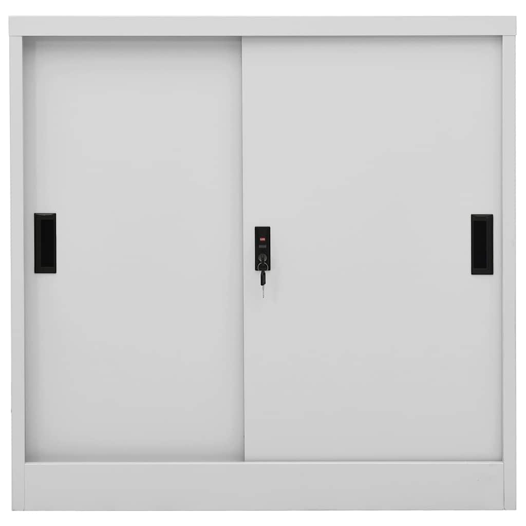 Armadio Ufficio Anta Scorrevole GrigioChiaro 90x40x90cm Acciaio
