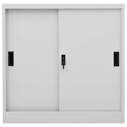 Armadio Ufficio Anta Scorrevole GrigioChiaro 90x40x90cm Acciaio