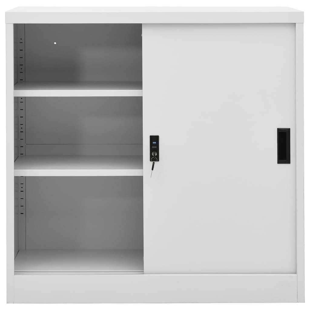 Armadio Ufficio Anta Scorrevole GrigioChiaro 90x40x90cm Acciaio - homemem39
