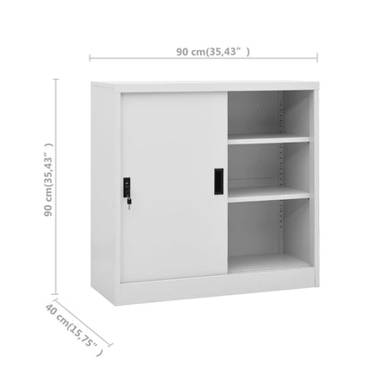 Armadio Ufficio Anta Scorrevole GrigioChiaro 90x40x90cm Acciaio | homemem39