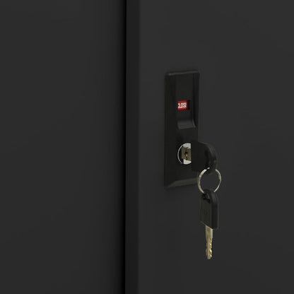 Armadio per Ufficio Anta Scorrevole Nero 90x40x90cm Acciaio - homemem39