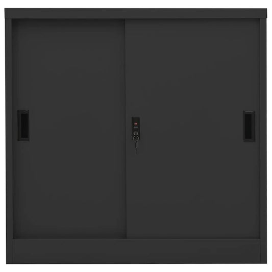 Armadio Ufficio Anta Scorrevole Antracite 90x40x90cm Acciaio | homemem39