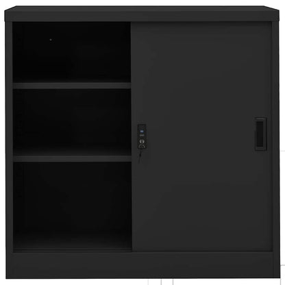 Armadio Ufficio Anta Scorrevole Antracite 90x40x90cm Acciaio