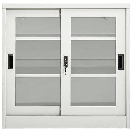 Armadio con Ante Scorrevoli Grigio Chiaro 90x40x90cm in Acciaio - homemem39