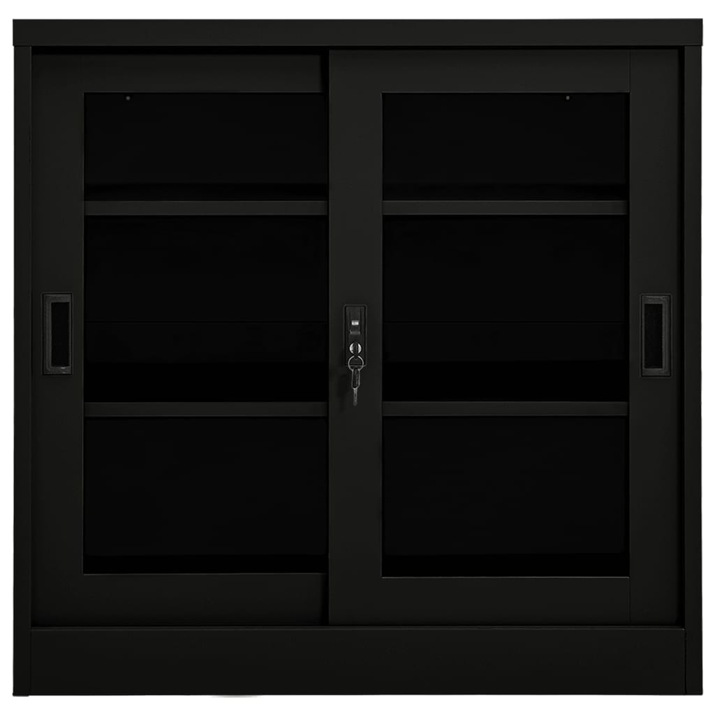 Armadio con Ante Scorrevoli Nero 90x40x90 cm in Acciaio | homemem39