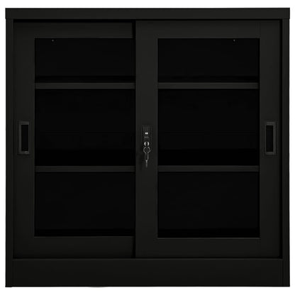 Armadio con Ante Scorrevoli Nero 90x40x90 cm in Acciaio | homemem39